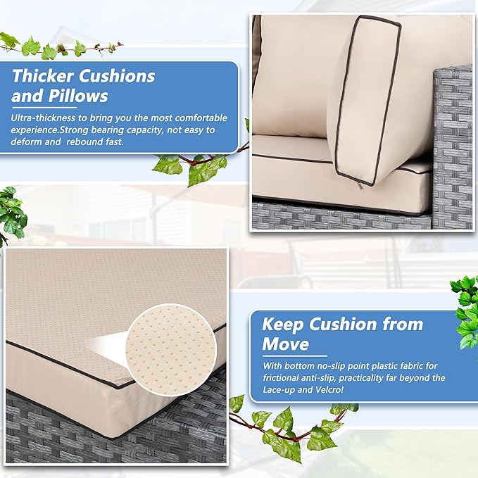 Shintenchi 7 Pieces Outdoor Patio Sectional Sofa Couch - Image 5