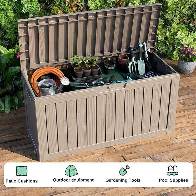 EasyUp 90 Gallon Outdoor Deck Box Waterproof, UV Resistant Resin Outdoor - Image 4