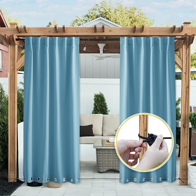 NICETOWN 2 Panels Gazebo Curtains Outdoor Waterproof & Windproof, Top and - Image 2
