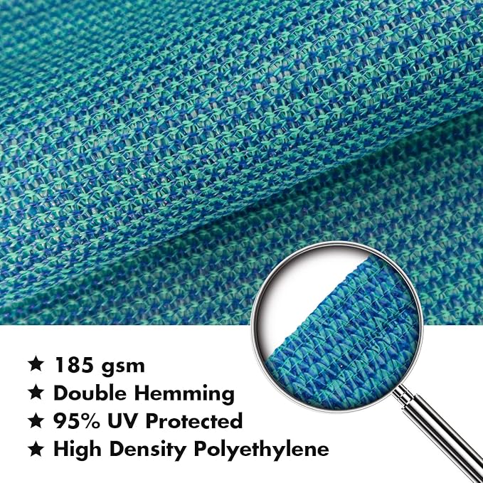 KANAGAWA 6'X18' Turquoise Mix Custom Size Sun Shade Sail Rectangle UV Block - Image 4