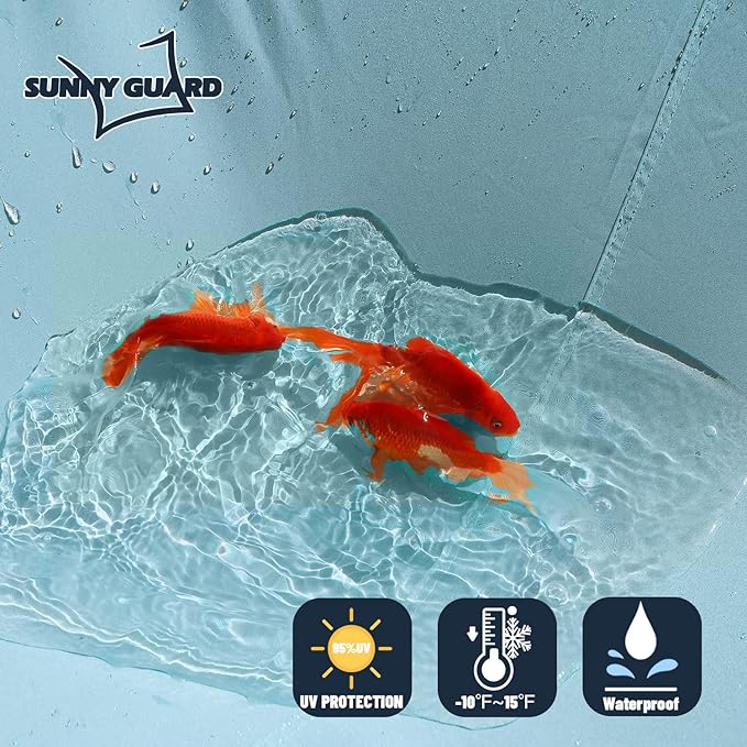 SUNNY GUARD Waterproof Sun Shade Sail 7' x 13' Sky Blue Rectangle UV Block - Image 2