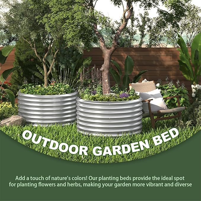4 Pack 3x3FT Round Corrugated Galvanized Steel Raised Garden Bed Outdoor - Image 6