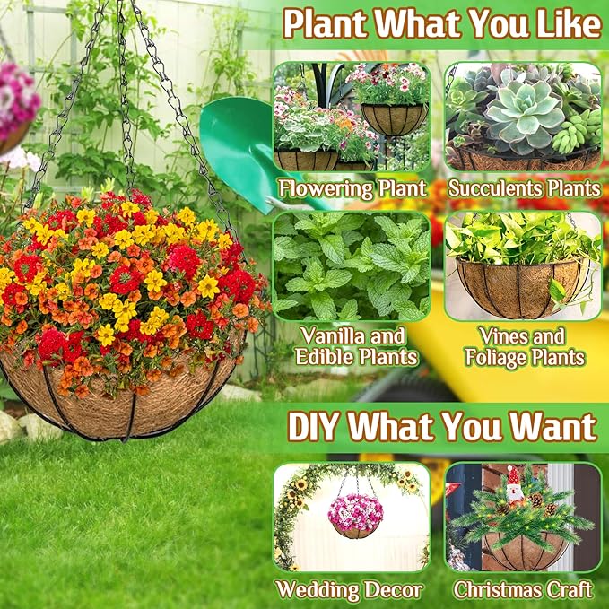 ZeeDix 6 Pack 10 Inch Metal Round Hanging Planter Basket - Image 4