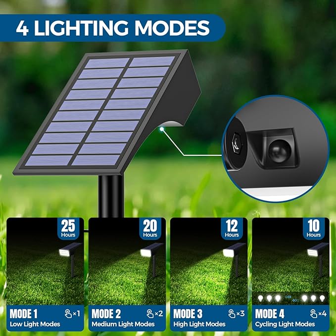 Solar Spot Lights Outdoor, Solar Lights Outdoor Waterproof IP65, 4 Brightness - Image 4