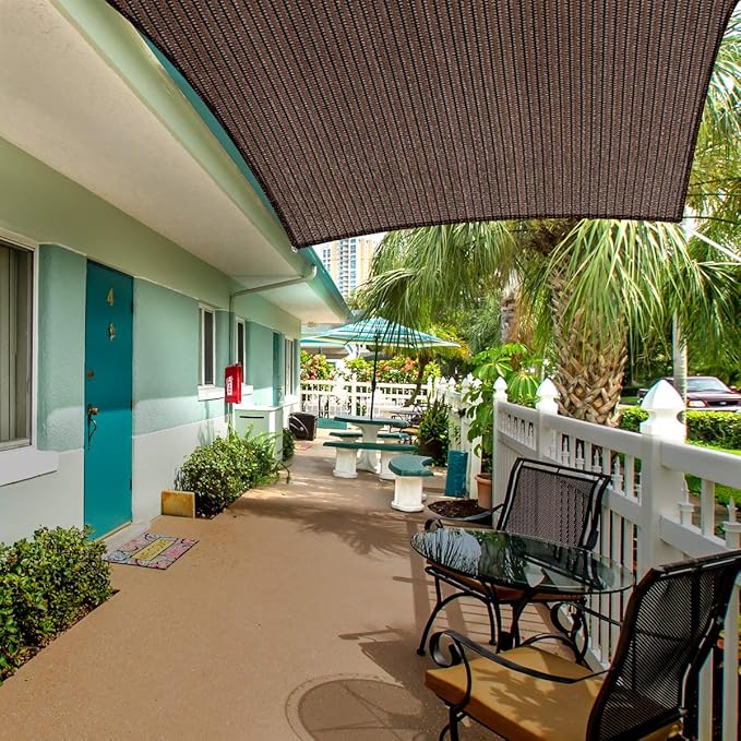 Eden's Decor Straight Flat-Edged Sun Shade Sail Rectangular 10' x 14' Brown - Image 5