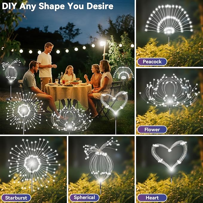 Garden Outdoor Lights, 2 Pack 120 LED Solar Garden Lights Fairy Lights Outdoor - Image 4