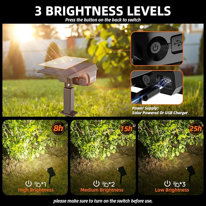 Solar Spot Lights, IP65 Waterproof 40 LED's Landscape Spotlights, 3 Modes - Image 4