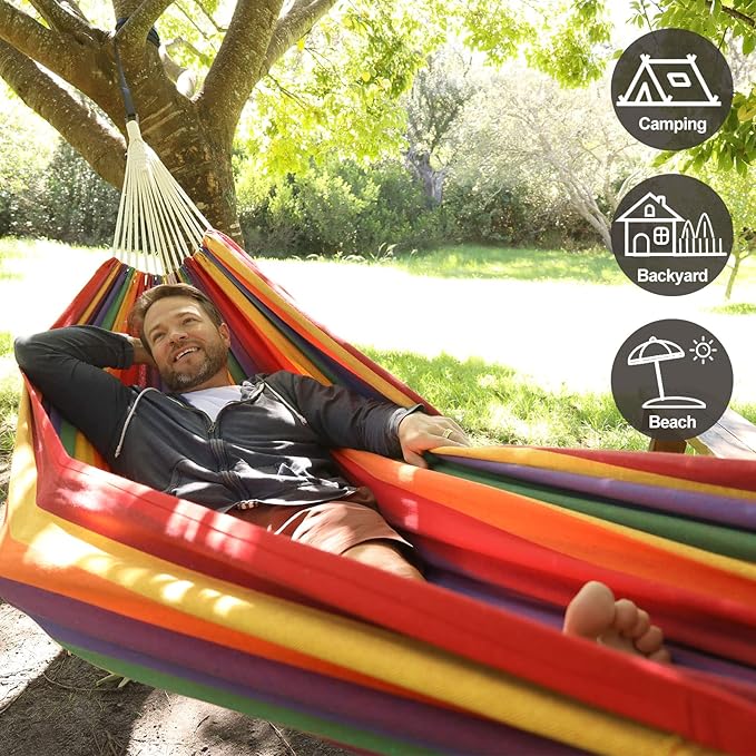 Brazilian Double Hammock with Tree Straps, Extra Large 94x63IN, 2 Persons - Image 4