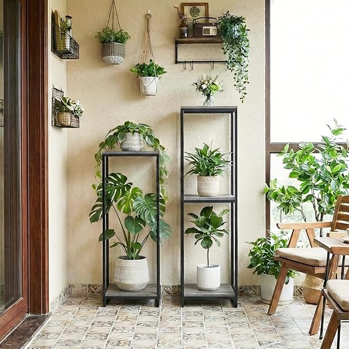 34" Tall Plant Stand Indoor, 2-Tier Modern Plant Shelf, Corner Flower Pot - Image 7
