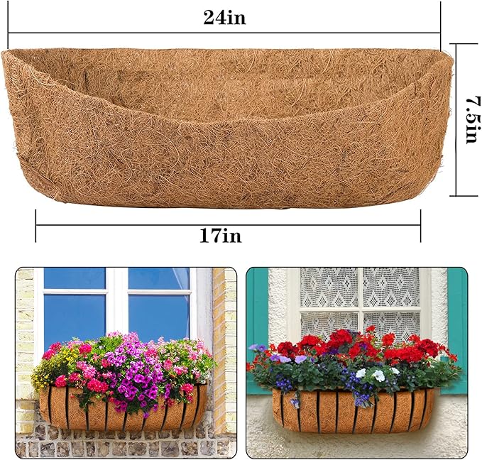 3 Pack Coco Liners for Window Planter Box - 24in 100% Natural Coconut Coir - Image 5
