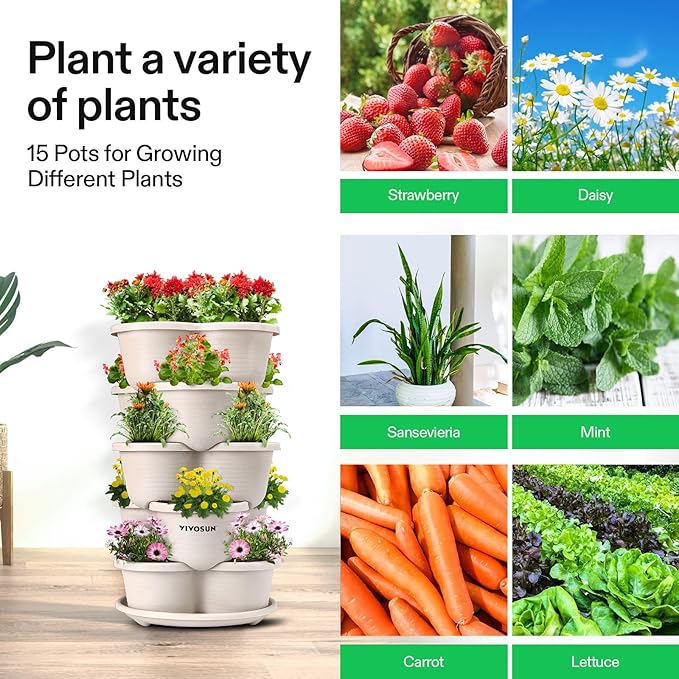VIVOSUN 5 Tier Vertical Gardening Stackable Planter - Image 6