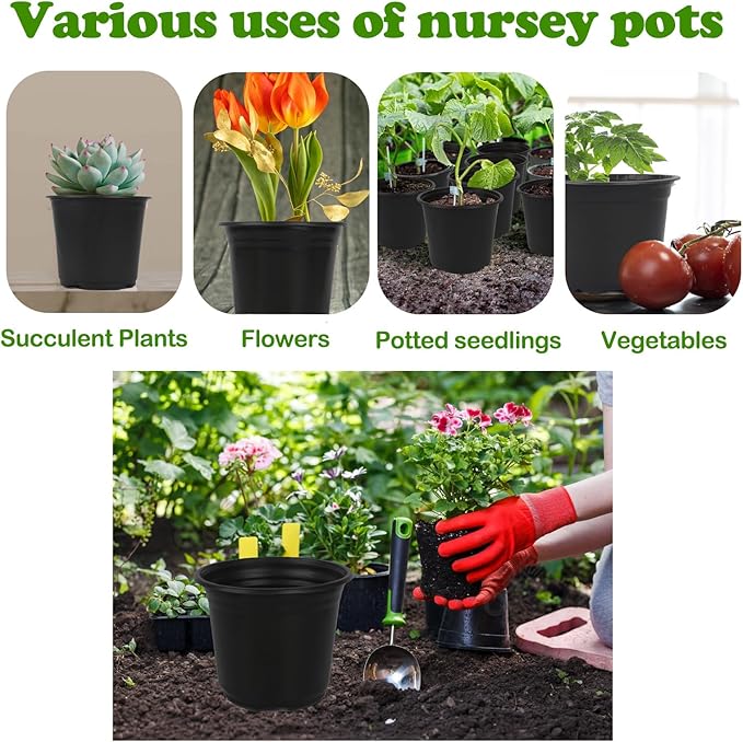 100 Packs Plastic Nursery Pots, 4 5 6 Inches Pots - Image 7