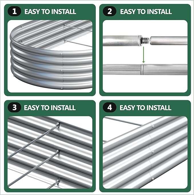 4x2x1FT Galvanized Raised Garden Bed Kit, Vegetable Boxes-Oval Metal Flower Box - Image 6