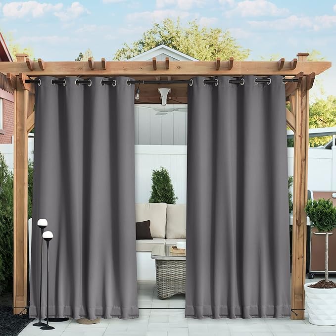 NICETOWN 2 Panels Outdoor Curtains Grommet & Back Tab on Top & Bottom by NICETOWN