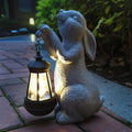 Rabbit Solar Garden Statues, Resin Rabbit Figurine Decorations by Qobumy