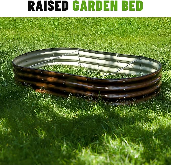 SnugNiture 2 Pcs 6x3x1ft Raised Garden Bed Kit, Outdoor Oval Metal Garden - Image 6