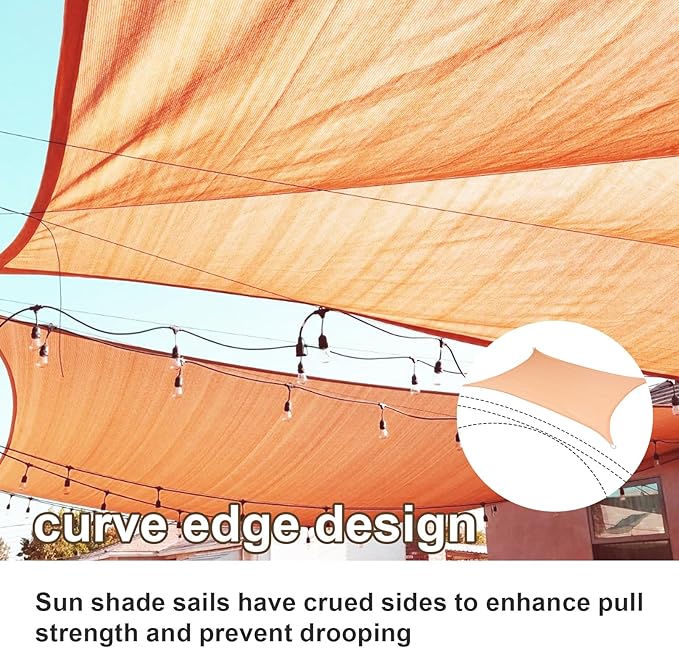 SUNLAX Sun Shade Sail 15' x 16' Peach Fuzz Rectangle Canopy Sail Shade Cover UV - Image 2