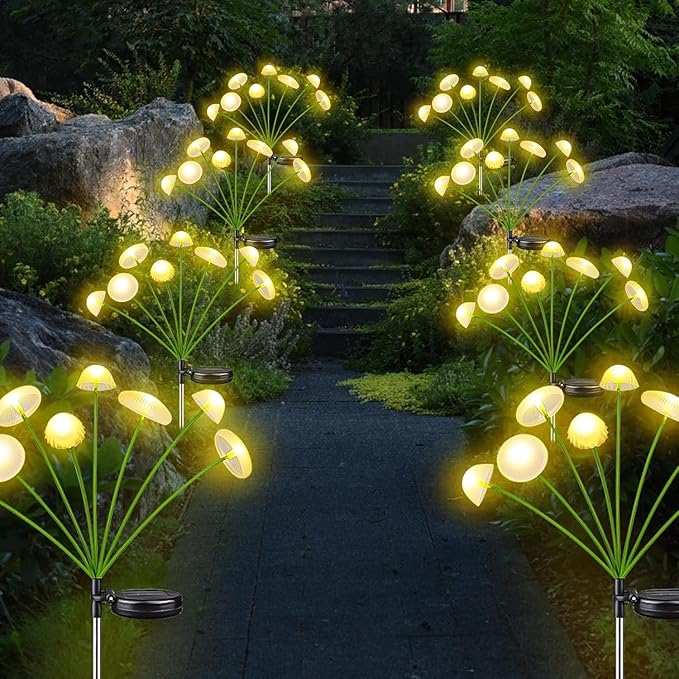 KAQ 4PK 32LED Solar Garden Lights Outdoor Waterproof | Solar Mushroom Lights - Image 7