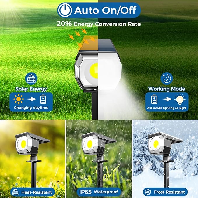 Peasur 1 Pack Solar Spot Lights Outdoor, Solar Spotlights Outdoor Waterproof - Image 2