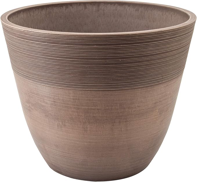 PSW Pot Collection FM40TP 16-inch Plastic/Stone/Wood Composite Large Ribbed by PSW