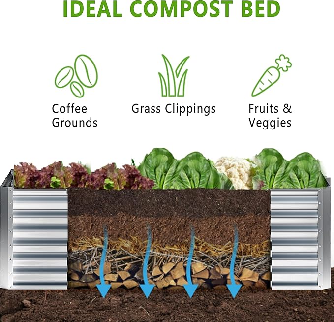 8x4x2FT Galvanized Raised Garden Bed, Planter Raised Beds-Metal Garden Box - Image 3