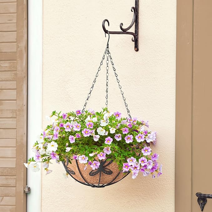 Hanging Baskets Planter for Plants, 2 Pack 14 Inch Round Metal Wire Hanging - Image 7