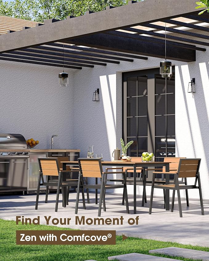 Outdoor Dining Set for 6, Aluminum Patio 7 Piece HDPS Luxury Outdoor Table and - Image 7