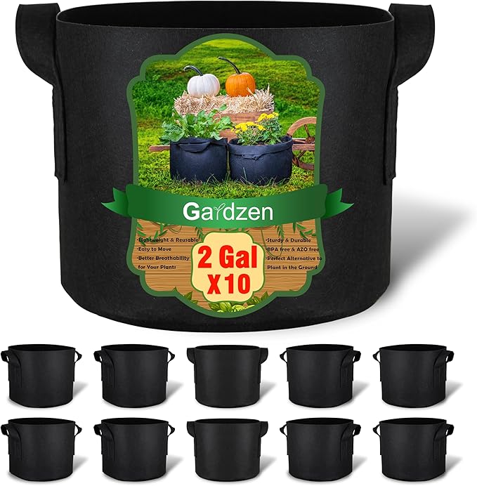 Gardzen 10-Pack 2 Gallon Grow Bags, Aeration Fabric Pots by Gardzen