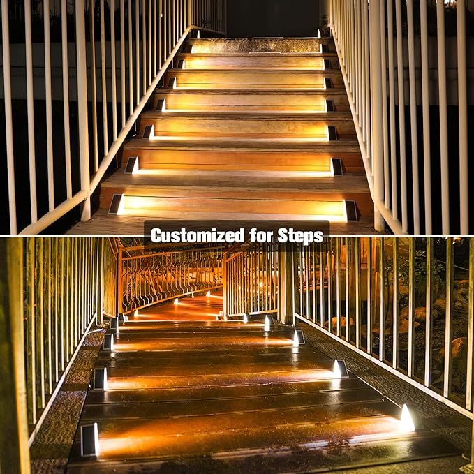 VOLISUN Outdoor Stair Lights 8 Pack, Solar Step Lights Waterproof IP67 - Image 2