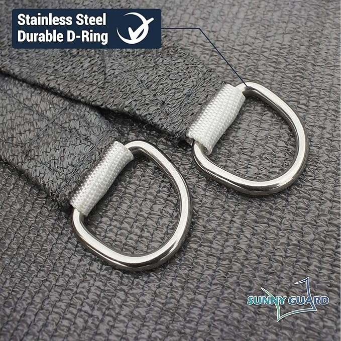 SUNNY GUARD Custom Size 15'x18'x18' Triangle Dark Grey UV Block Sunshade - Image 6