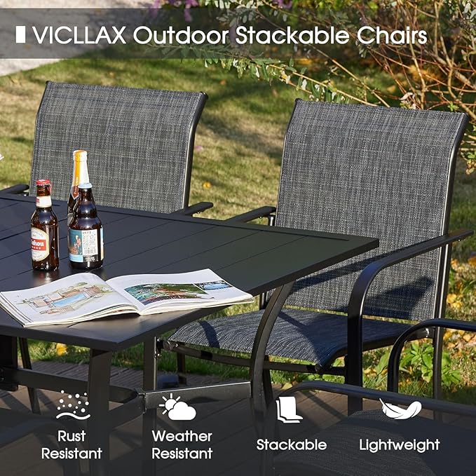 VICLLAX Patio Dining Set, 5 Pieces Outdoor Furniture Set- 37.8" Square Outdoor - Image 3