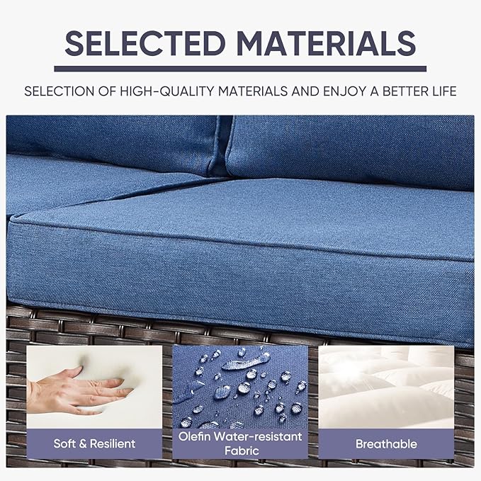 Belord 6 Piece Outdoor Furniture Patio Wicker Sofa Set, Oversize Outdoor Dining - Image 5