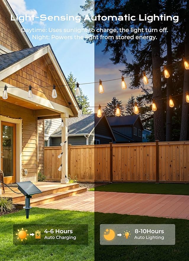 Brightown 37FT Solar String Lights Outdoor Waterproof, Patio Lights - Image 4