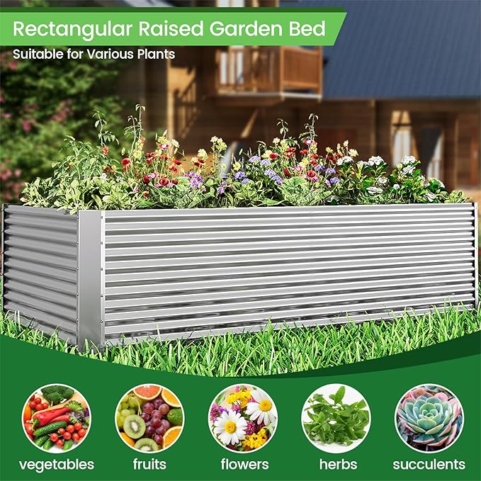 FRIZIONE 3pcs Tall 4x2ft Galvanized Raised Garden Bed Outdoor, Steel Garden Bed - Image 4