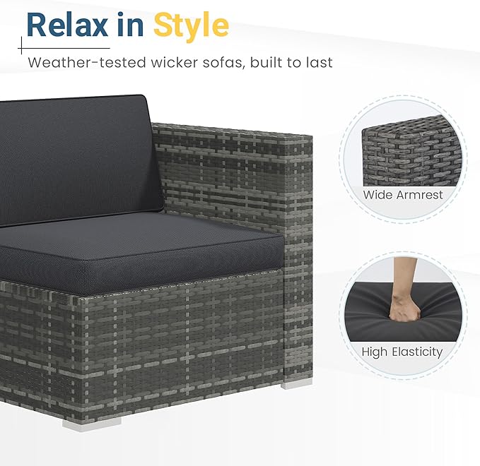 Wisteria Lane Outdoor Patio Furniture Set, All Weather Wicker Rattan Sectional - Image 5