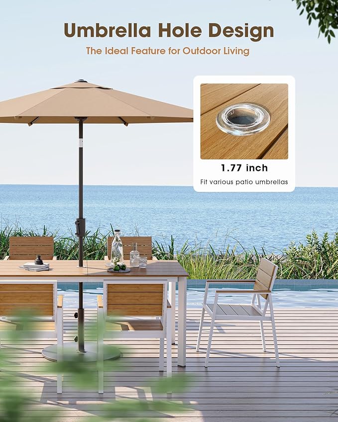 Outdoor Patio Dining Set for 6, Aluminum 7 Piece HDPS Patio Table and Chairs Set - Image 2