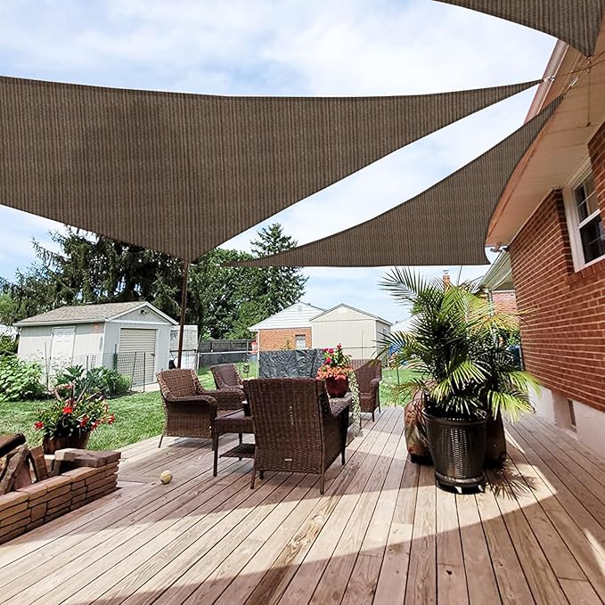 Patio Paradise 9' x 9' x 8'10" Sun Shade Sail Triangle Canopy, Permeable Shade by Patio