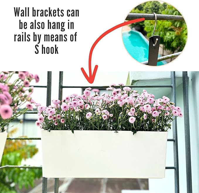 LaLaGreen Wall Planter for Outdoor White Self Watering Rectangular Window Boxes - Image 6