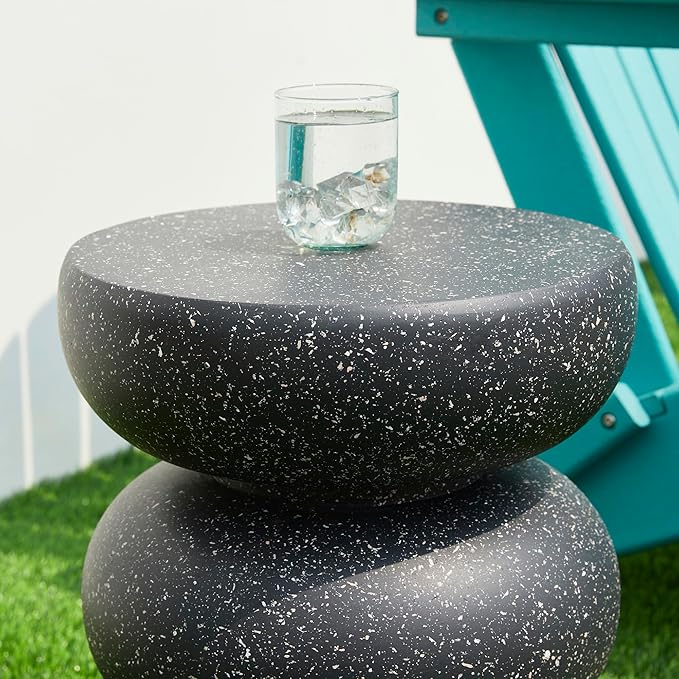 Glitzhome Outdoor Side Table Set of 2, Heavy Duty Indoor Outdoor Round Planter - Image 8