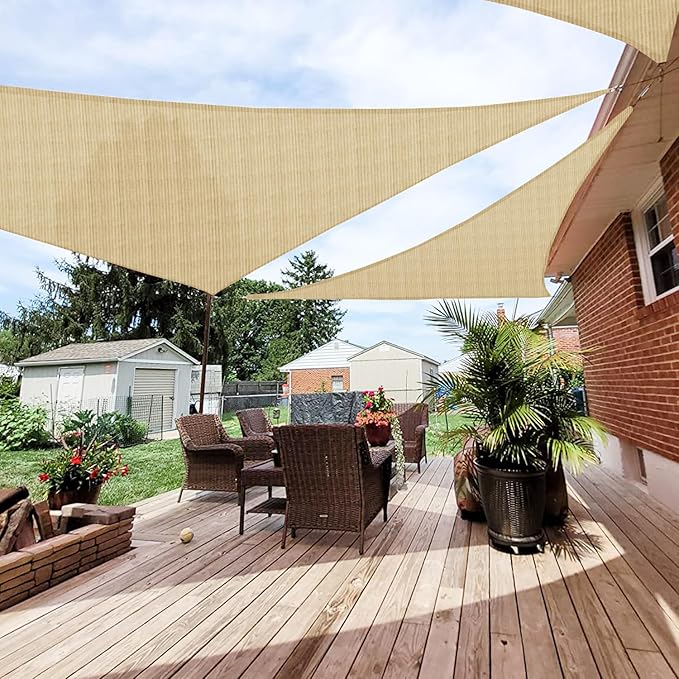 Patio Paradise 14' x 14' x 13'10" Sun Shade Sail Triangle Canopy, Permeable by Patio
