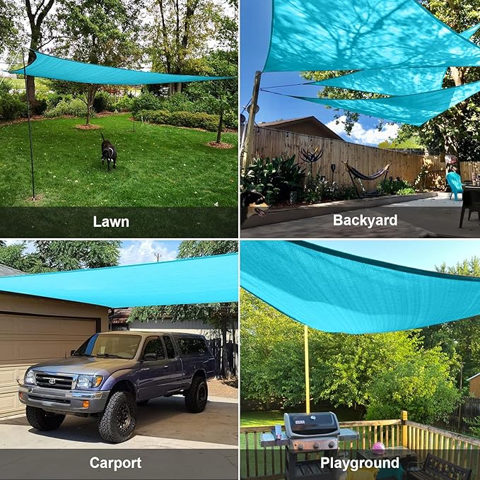 SUNLAX Sun Shade Sail 12' x 12' x 17' Turquoise Blue Right Triangle Canopy Sail - Image 8