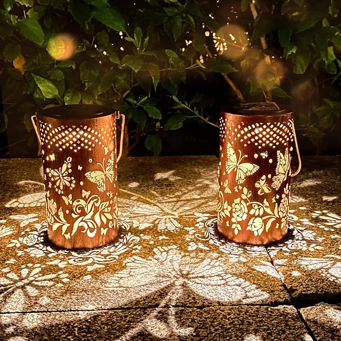 Butterfly Solar Lanterns Outdoor Hanging, Hollowed-Out Metal Waterproof LED - Image 8