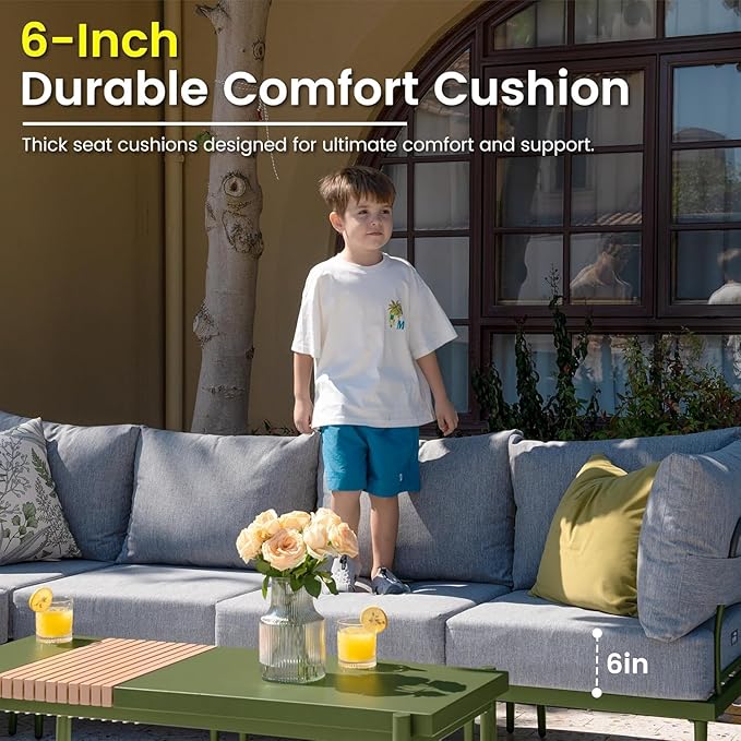 Sundale Outdoor 7 Pieces Metal Patio Furniture Set, Outdoor Sectional Sofa - Image 4