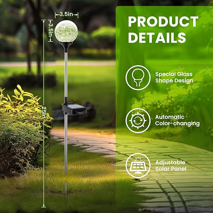 GIGALUMI Solar Garden Lights 6 Pack, Outdoor Solar Lights - Image 6
