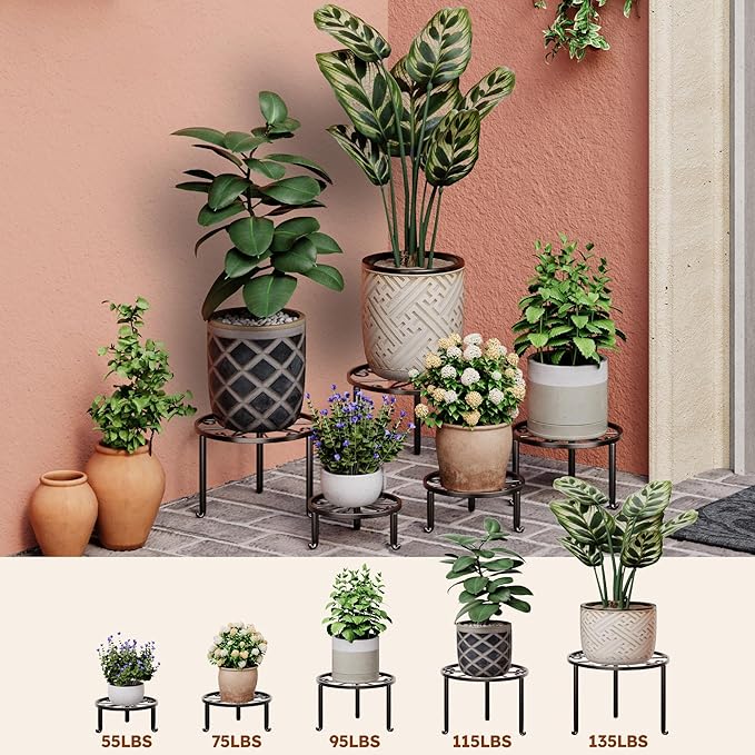 5 Pack Metal Plant Stands Anti-Rust Iron Heavy Duty Potted Holder - Image 3