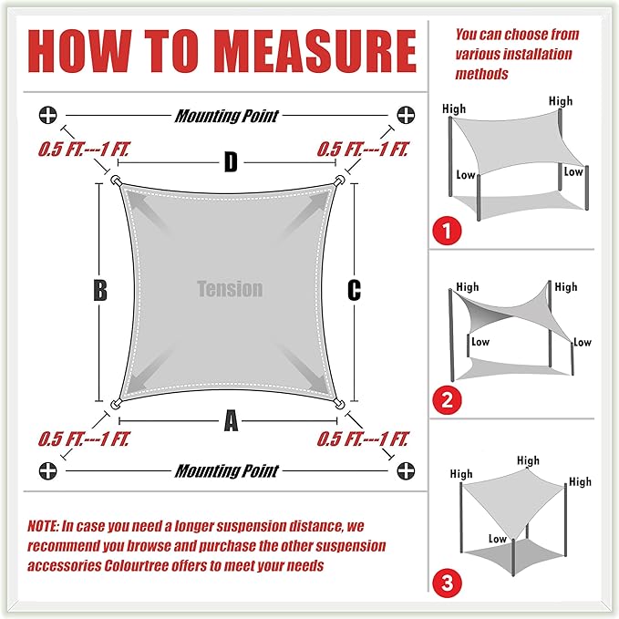 ColourTree TAPR1616 Custom Size 11' x 21' Brown Sun Shade Sail Canopy UV Block - Image 6