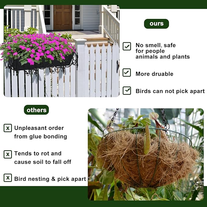 2PCS 30Inch Rectangle Window Box Liner Felt Planter Basket Liner Insert Black - Image 4