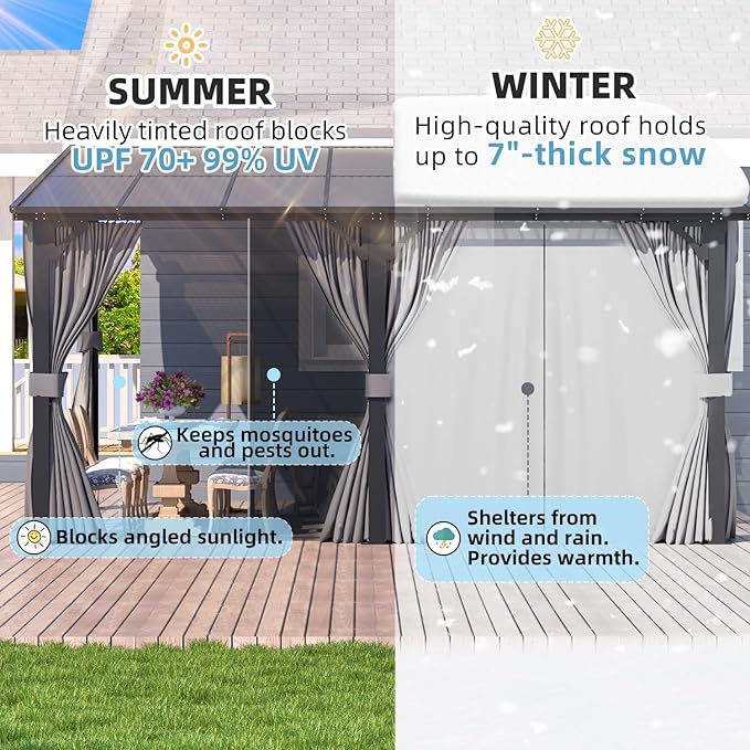 AECOJOY 20' X 12' Gazebo for Patio, Large Wall-Mounted Lean to Pergola Gazebo - Image 2