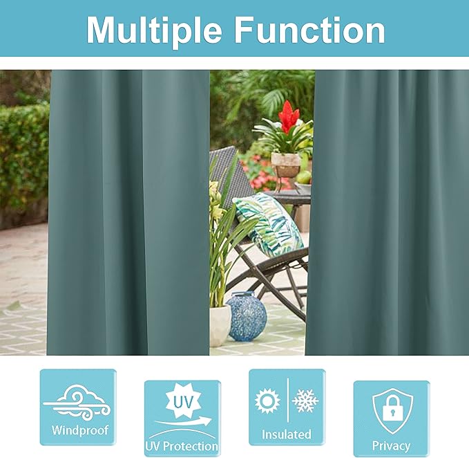 RYB HOME Outdoor Curtains for Patio, Waterproof Blackout UV Protection Outside - Image 6