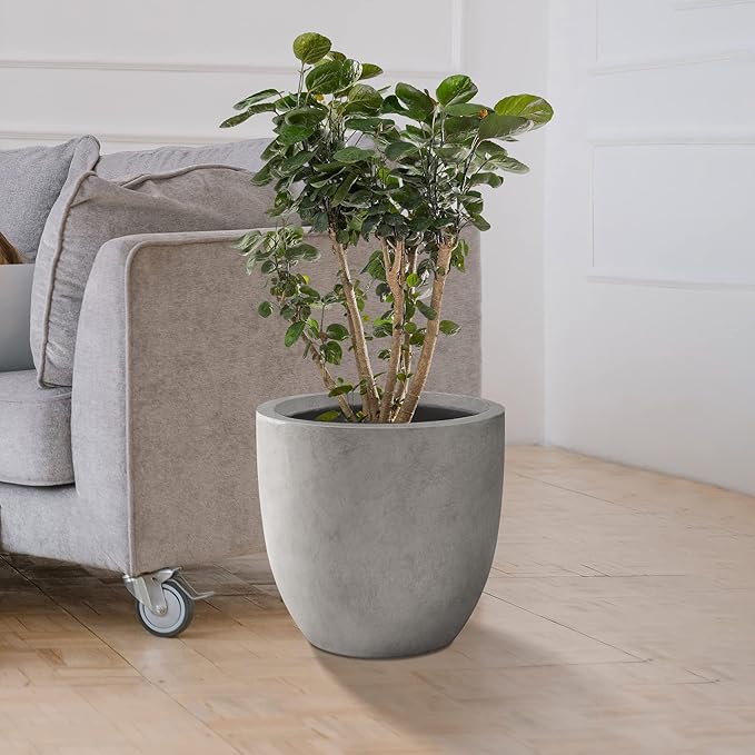 Kante 16.5" Dia Round Concrete Planter, Large Outdoor Modern Indoor Decorative - Image 5